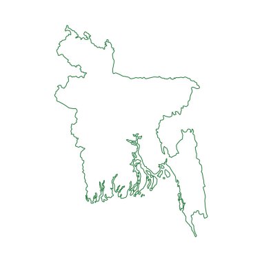 Bangladeş 'in yeşil çizgili haritasının vektör çizimi