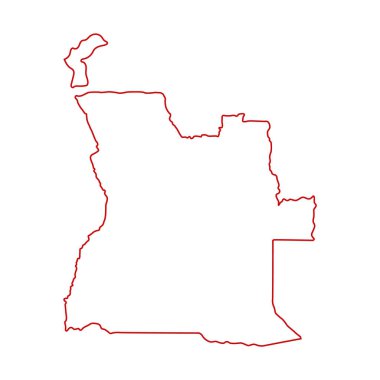 Angola 'nın kırmızı renkli dış hat haritasının vektör çizimi