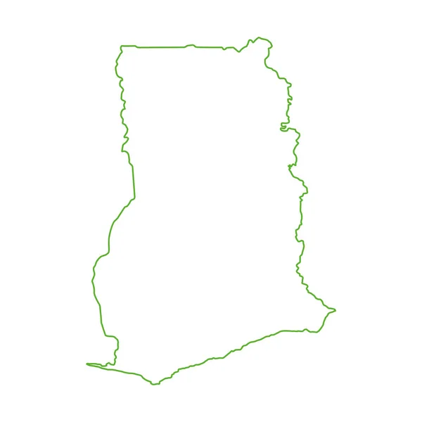 Vector Illustration Green Colored Outline Map Ghana — Stock Vector