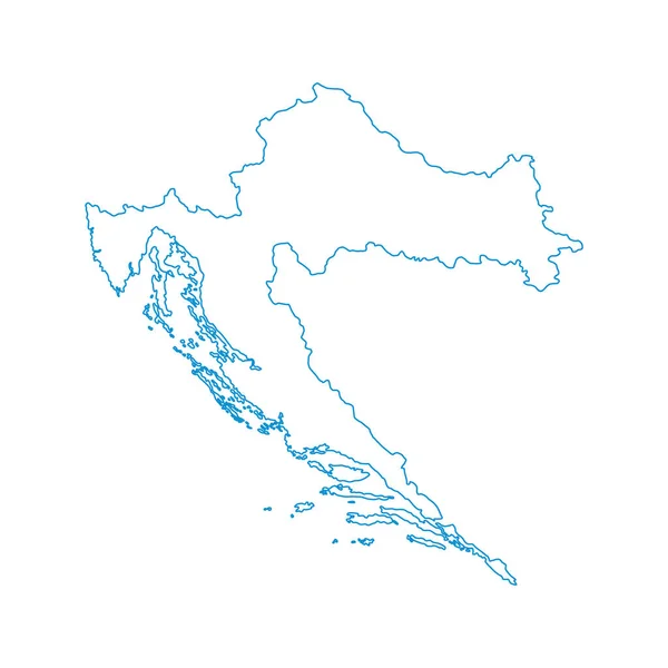 Vektor Illustration Blå Färgade Kontur Karta Över Kroatien — Stock vektor