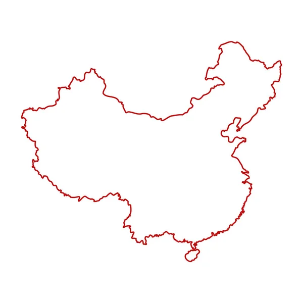 Vector Illustratie Van Rood Gekleurde Schema Kaart Van China — Stockvector