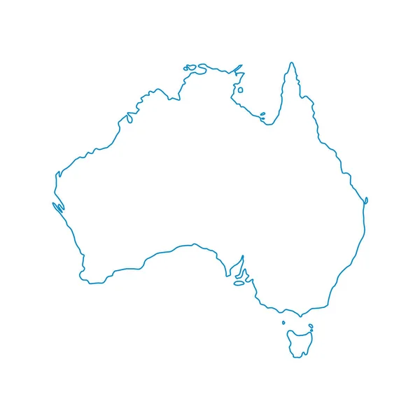 Avustralya Nın Mavi Renkli Dış Hat Haritasının Vektör Çizimi — Stok Vektör