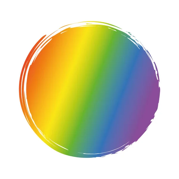 Arco Iris Vector Color Pincel Redondo Pintado Marco Bandera Sobre — Vector de stock