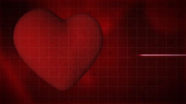 Latiendo Corazón Corazón Pulsante Con Electrocardiograma Sobre Fondo Rojo Sangre — Vídeos de Stock