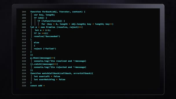 Загальна Побудова Вихідного Коду Javascript Екрані Планшета — стокове відео
