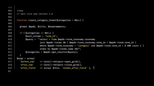 画面上の一般的なPhpソースコードのビルド — ストック動画