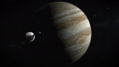 Voyager uzay aracı Jüpiter 'den ayrılıyor. NASA 'nın Güneş Sistemi' ni keşfetmek için yaptığı 40 yıllık yıldızlar arası görev. Orijinal şematik diyagramlardan 3D modellenmiş.