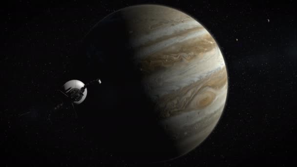 Voyager Ruimteschip Verlaat Jupiter Decennium Nasa Interstellaire Missie Het Zonnestelsel — Stockvideo