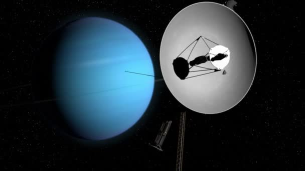 ボイジャー宇宙船は 太陽系を探索するための4年間のNasaの星間ミッションの一環として天王星に接近した 元の回路図から3Dモデル化 — ストック動画