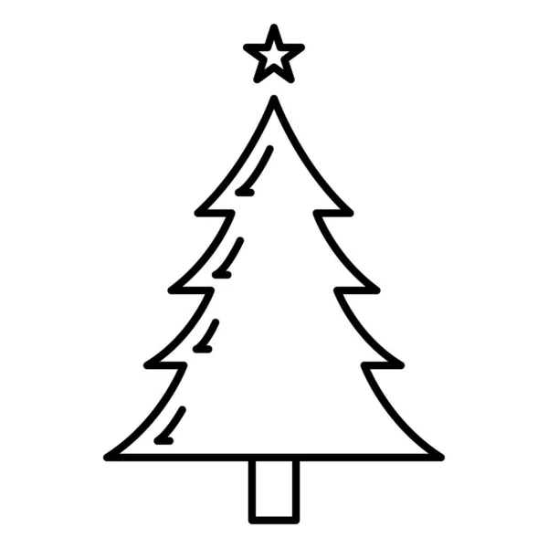 Αντίληψη Εικονίδιο Χριστουγεννιάτικο Έλατο Δέντρο Αστέρι Περίγραμμα Στυλ Ευτυχισμένο Νέο — Διανυσματικό Αρχείο