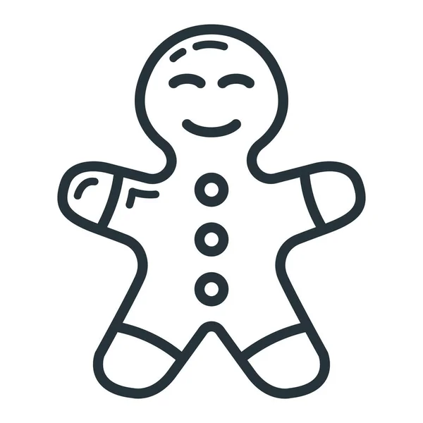 Έννοια Ευτυχισμένο Νέο Έτος Καλά Χριστούγεννα Εικονίδιο Άνθρωπος Gingerbread Περίγραμμα — Διανυσματικό Αρχείο