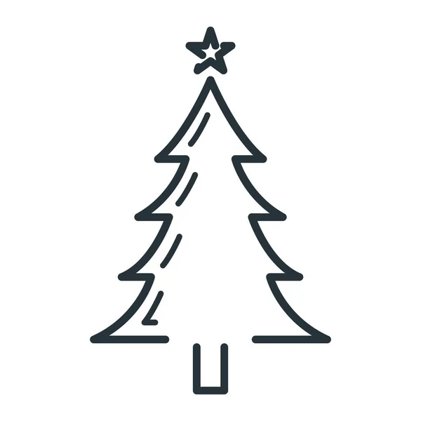 Έννοια Ευτυχισμένο Νέο Έτος Καλά Χριστούγεννα Εικονίδιο Δέντρο Περίγραμμα Χριστούγεννα — Διανυσματικό Αρχείο