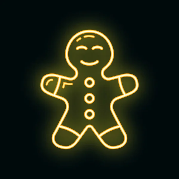 Conceito Feliz Ano Novo Feliz Natal Gingerbread Homem Ícone Neon — Vetor de Stock