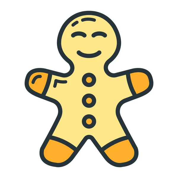 Conceito Feliz Ano Novo Feliz Natal Gingerbread Homem Ícone Desenhos — Vetor de Stock