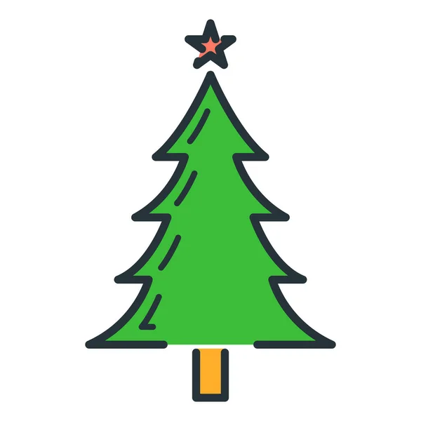 Konzept Frohes Neues Jahr Frohe Weihnachtsbaum Ikone Cartoon Weihnachtsetikett Urlaub — Stockvektor