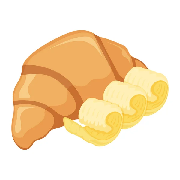 French Croissant Milk Product Natural Butter Margarine Icon Concept Cartoon — стоковый вектор