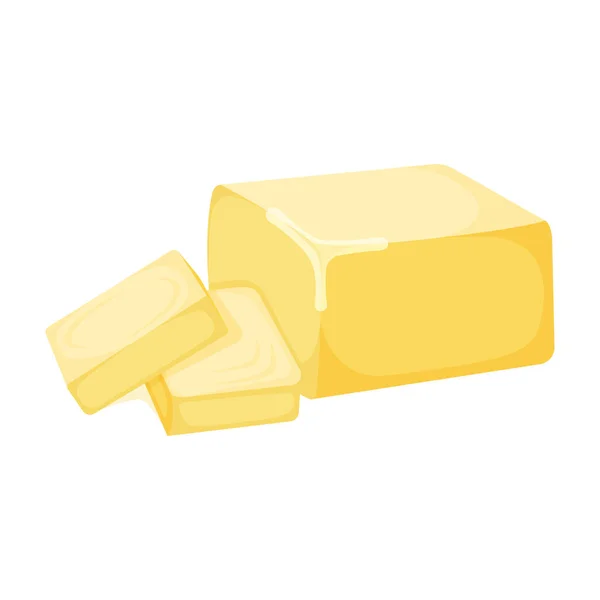 ミルク製品天然成分バターやマーガリンアイコン コンセプト漫画有機乳製品朝食フードベクトルイラスト 白に隔離された 高カロリークリーム脂肪製品 — ストックベクタ