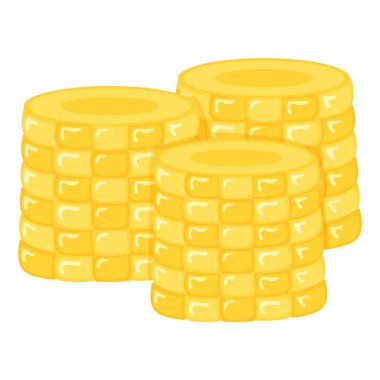 Sweet ear of corn organic vegetable breakfast, natural ingredient icon, concept cartoon vector illustration, isolated on white. Gold maize.