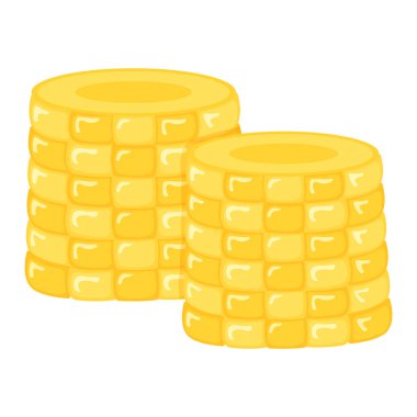 Sweet ear of corn organic vegetable breakfast, natural ingredient icon, concept cartoon vector illustration, isolated on white. Gold maize.