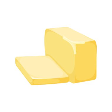 Süt ürünü doğal malzeme yağı ya da margarin ikonu, konsept karikatür organik süt ürünleri kahvaltı vektör çizimi, beyaza izole edilmiş. Yüksek kalorili yağlı ürün..