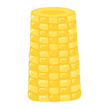 Sweet ear of corn organic vegetable breakfast, natural ingredient icon, concept cartoon vector illustration, isolated on white. Gold maize.