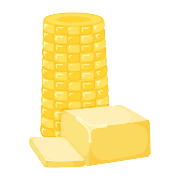 Ear Sweet Corn Milk Product Natural Ingredient Butter Margarine Icon — ストックベクタ