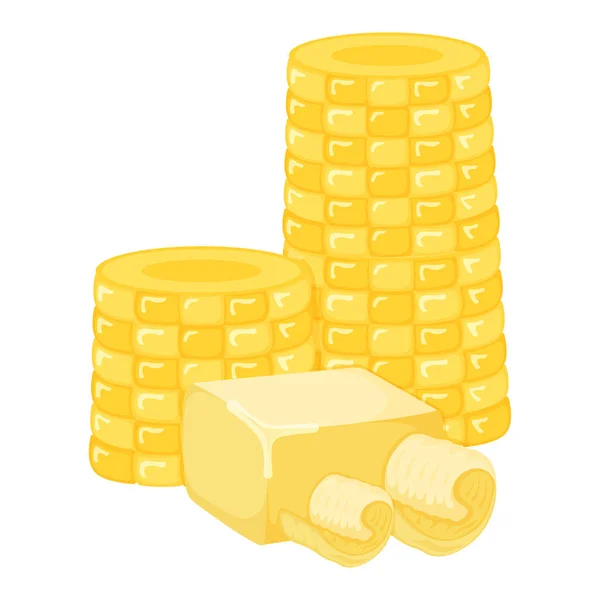 Ear Sweet Corn Milk Product Natural Ingredient Butter Margarine Icon — Stockvektor