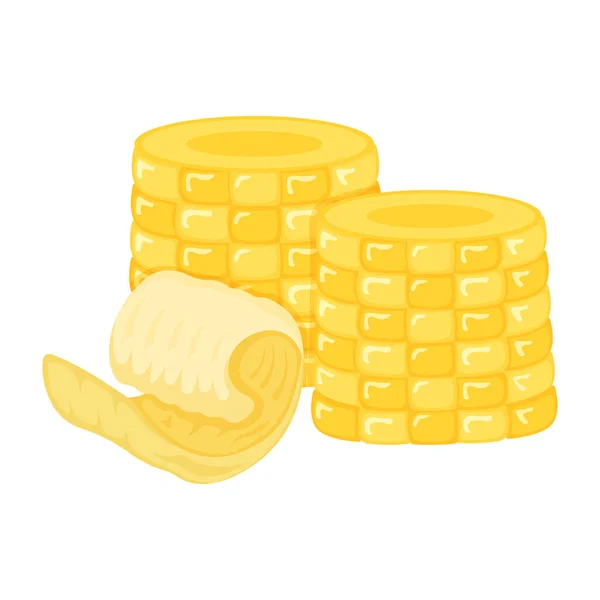 Ear Sweet Corn Milk Product Natural Ingredient Butter Margarine Icon — Vetor de Stock