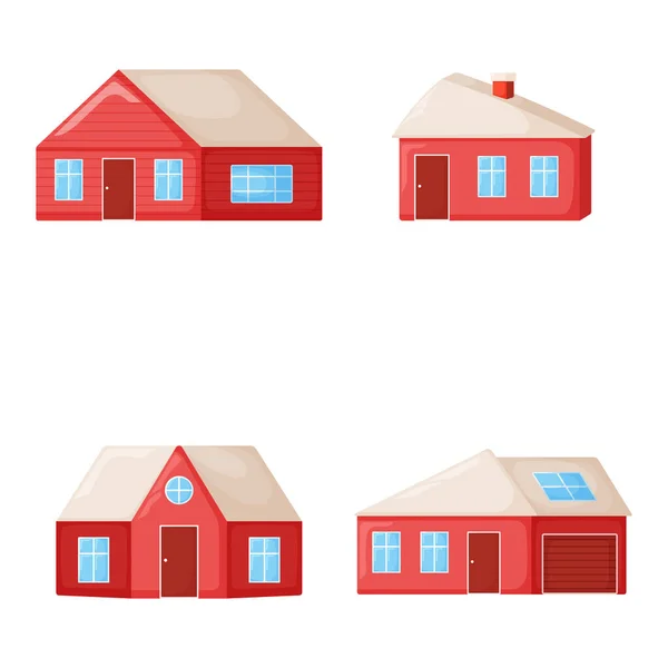 Cute Red Country House Summer Cottage Building Modern Cartoon Vector — Stock Vector