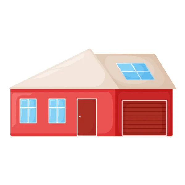 Cute Red Country House Summer Cottage Building Modern Cartoon Vector — Stock Vector