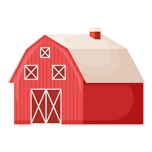 Concept Country House Red Modern Farm Barn Building Green Farm — Stock Vector
