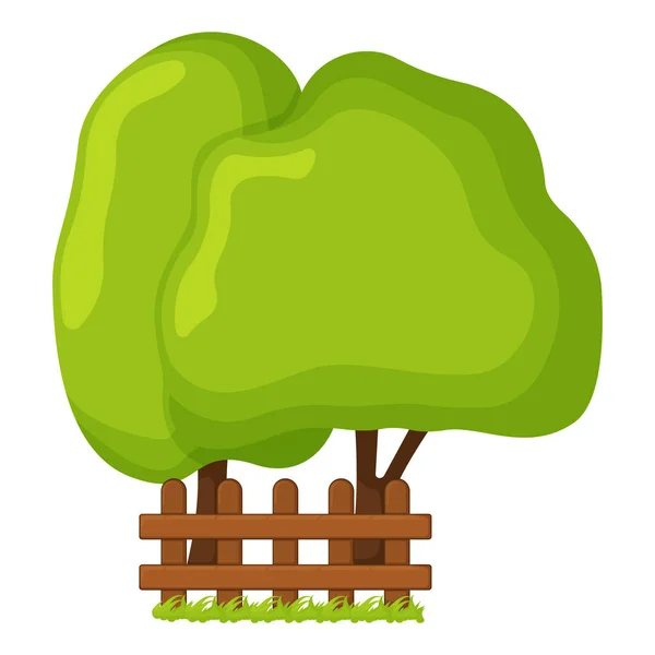 Concepto Árbol Orgánico Pino Natural Abeto Bosque Con Valla Icono — Vector de stock