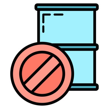 Varil yağı endüstrisini durdurun, dünya petrol kirliliğini petrol konsepti ikonu, yeşil eko dünya karikatür düz vektör çizimi, siyah üzerine izole. Çevre dostu alternatif enerji kaynağı.