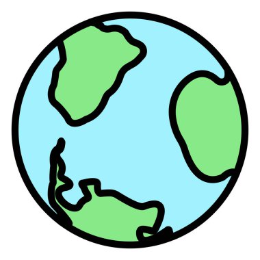 Çevre dostu alternatif enerji kaynağı ve atık geri dönüşüm ikonu, konsept yeşil eko dünya çizgi filmi basit düz vektör çizimi, beyaz üzerinde izole. Dünya atmosferi temizleniyor.