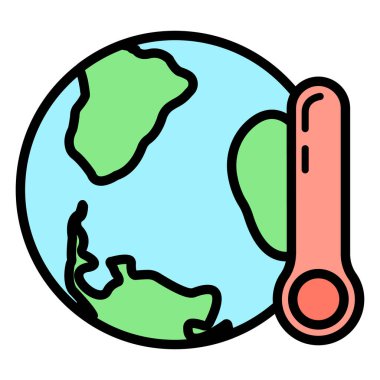 Çevre dostu alternatif enerji kaynağı ve atık geri dönüşüm ikonu, konsept yeşil eko dünya çizgi filmi basit düz vektör çizimi, beyaz üzerinde izole. Dünya atmosferi temizleniyor.