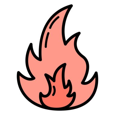 Ateş enerjisi kaynağı konsepti karikatür basit düz vektör çizimi, beyaza izole edilmiş. Basit etiket.