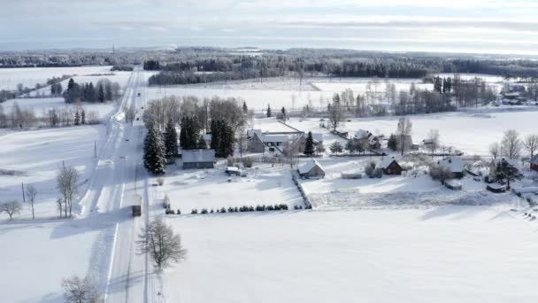Una vista aerea della città piena di neve di Estonia — Video Stock