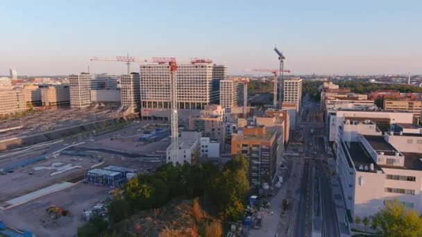 Bella ripresa aerea di un cantiere a Helsinki Finlandia. — Video Stock