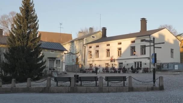 Impresionante foto de la Plaza Central de la Ciudad Vieja en Porvoo Finlandia. — Vídeos de Stock