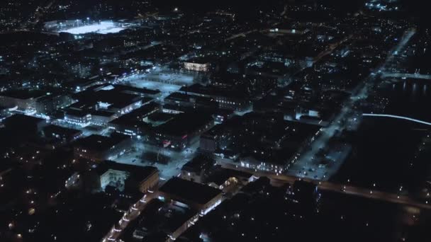 Nighttime aerial shot of Porvoo Finland. — Video Stock