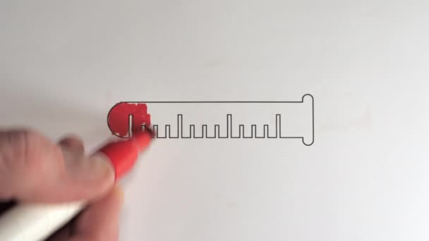 Červený stavový řádek mobilního pruhu na bílém papíru — Stock video