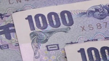 Closer look of the 1000 Japanese yen money.close-up.4K UHD