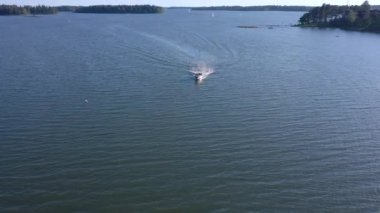 An aerial view of the jetski on the Baltic Sea in Finland