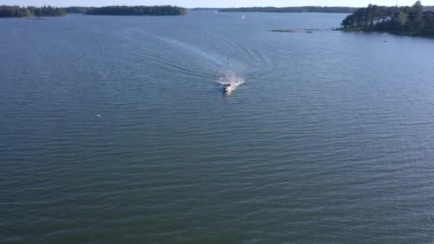 An aerial view of the jetski on the Baltic Sea in Finland — Wideo stockowe