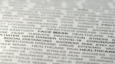 White paper with black coronavirus related text on it.