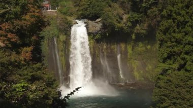 View of the Shiraito Falls in the national park near Mount Fuji. 