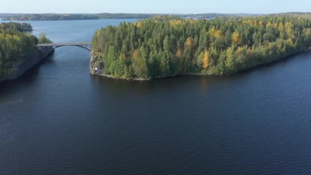 A vista aérea das árvores no lado do Lago Saimaa na Finlândia.tiro geologia — Vídeo de Stock