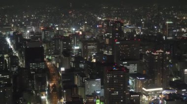 Japonya 'daki Nagoya şehrinin yüksek açılı manzarası.