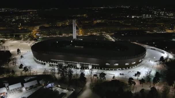 芬兰赫尔辛基冬季奥运会体育场的无人机拍摄. — 图库视频影像