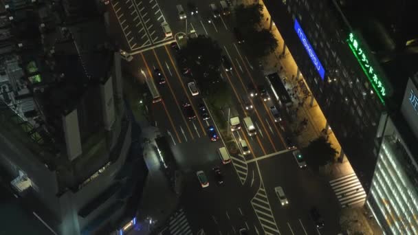 Japonya 'nın Nagoya şehrinde yüksek açılı bir cadde manzarası. — Stok video